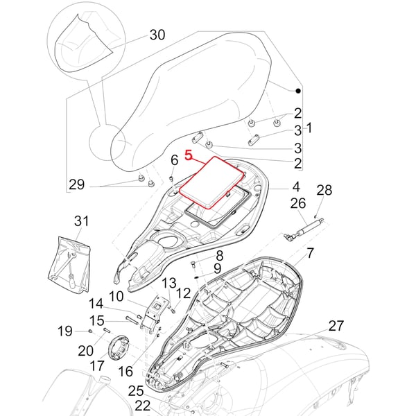 Abdeckung PIAGGIO unter Sitzbank Vespa 946 