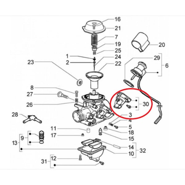 Aufnahme PIAGGIO- E-Choke- 842519 f�r Vespa GTS-GTV-GT-GT L 125-200ccm 4T LC