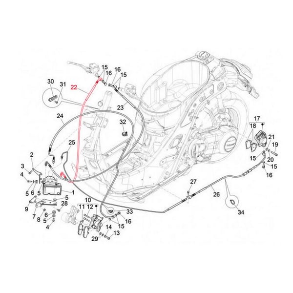 Bremsleitung PIAGGIO- vorne f�r Vespa GTS-GTS Super 125-310ccm (2023-)