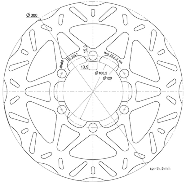 Bremsscheibe POLINI 175-0042 f�r PIAGGIO Beverly 300ccm