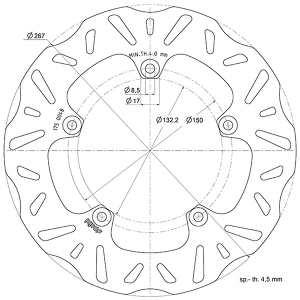 Bremsscheibe POLINI 175-0048 f�r YAMAHA Mayesty-T-Max-X-Max 125-530ccm
