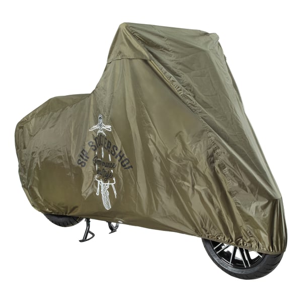 Faltgarage SIP Outdoor Scooter SIP Scootershop Performance and Style Logo auf Vespa Frontansicht olivgr�n 