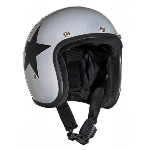 Helm BANDIT Jet Star mit schwarzem Stern- silber- Gr- XXL Jethelm
