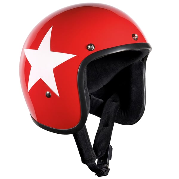 Helm BANDIT Jet Star mit weissem Stern- rot- Gr- S- 55-56cm Jethelm