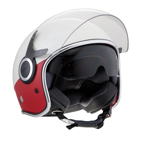 Helm PIAGGIO Vespa VJ- weiss-rot- Gr- XS- 53-54cm Jethelm