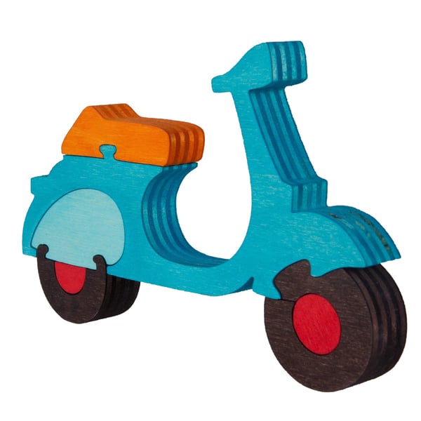Holzpuzzle mit Motiv Vespa Motorroller 