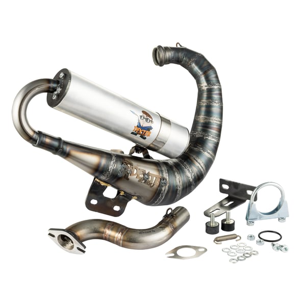 Rennauspuff DEXTER Junior Curly- Stahl f�r Vespa 50-125-PV-ET3-PK 50-125-S-XL-XL2