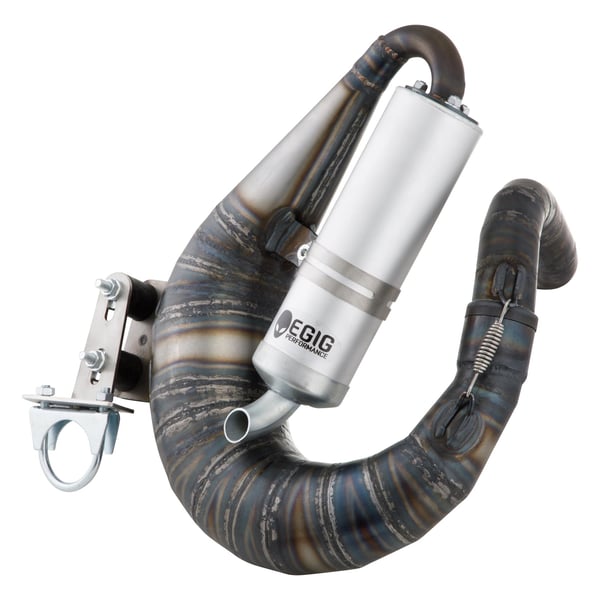 Rennauspuff EGIG Performance MAMBA- Stahl unlackiert- D�mpfer: Aluminium Farbe (ESD): silber f�r Vespa 90-R-SS-100-125-PV-ET3