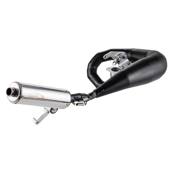 Rennauspuff JL TS1 Race- Stahl schwarz- D�mpfer: Edelstahl Farbe (ESD): silber f�r Lambretta 125 LI-LIS-DL-GP-150 LI-LIS-SX-DL-GP-175 TV (2-3-)-200 TV-SX-DL-GP