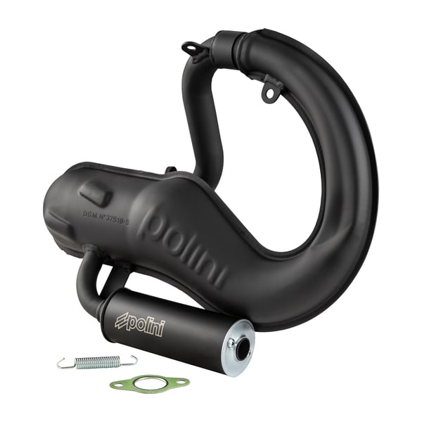 Rennauspuff POLINI Banane Sport 200-2050-S- Stahl- D�mpfer: Aluminium Farbe (ESD): schwarz f�r Vespa PK50-S-SS-XL-XL2-XLS-HP-FL-N-Rush