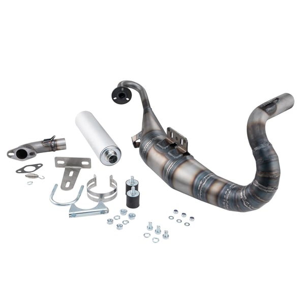 Rennauspuff VMC STRIKE- Stahl- D�mpfer: Aluminium Farbe (ESD): silber f�r Vespa 90-R-SS-100-125 VMA1T