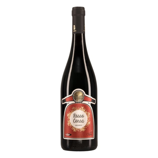 Rotwein -Rosso Corsa�- mit Motiv Vespa Motorroller Aglianico del Vulture- 2016 