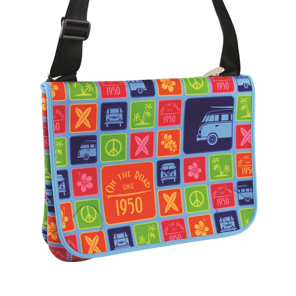 Schultertasche VW Collection mit Motiv VW Bulli Surf bunt 