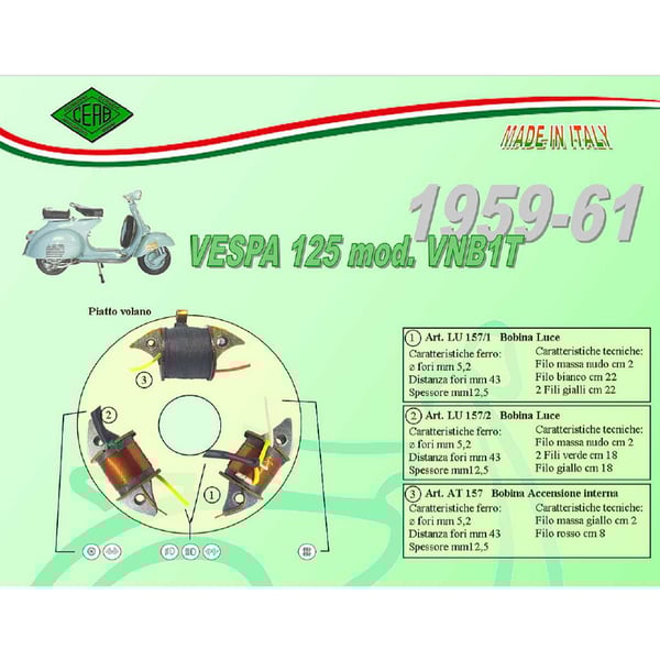 Speisespule Lichtmaschine CEAB 2- Lichtspule- LU157-2 f�r Vespa 125 VNB1T