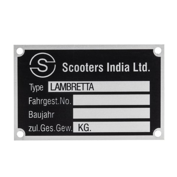 Typenschild Scooters India Ltd f�r Lambretta