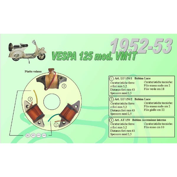 Z�ndspule CEAB innenliegend- 20840 - 20841 - AT124 f�r Vespa 125 VM-VN-APE AB 1-2